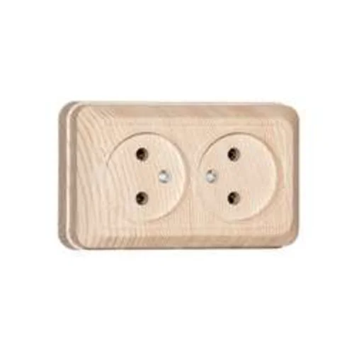 Розетка 2-м ОП Олимп 16А без заземл. сосна UNIVersal 5560858